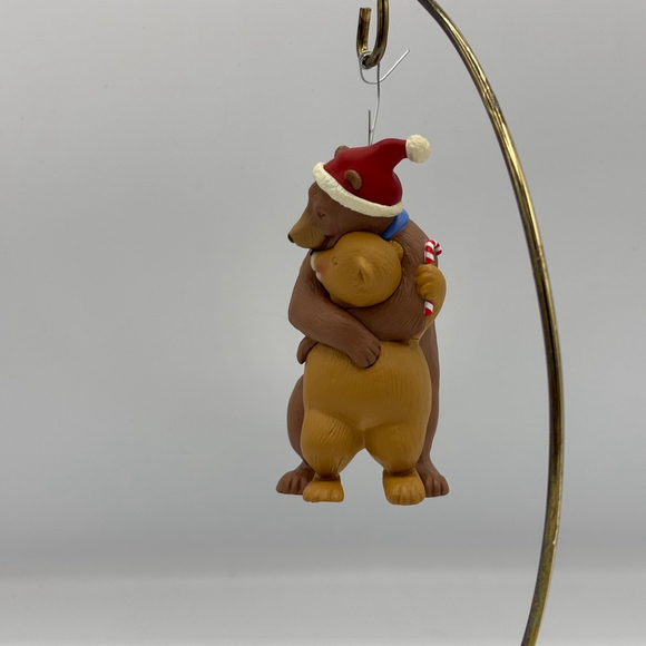 Vintage 1996 Hallmark Keepsake Mom and Dad Bears QX5821 Hugging Candy Cane - Picture 10 of 14